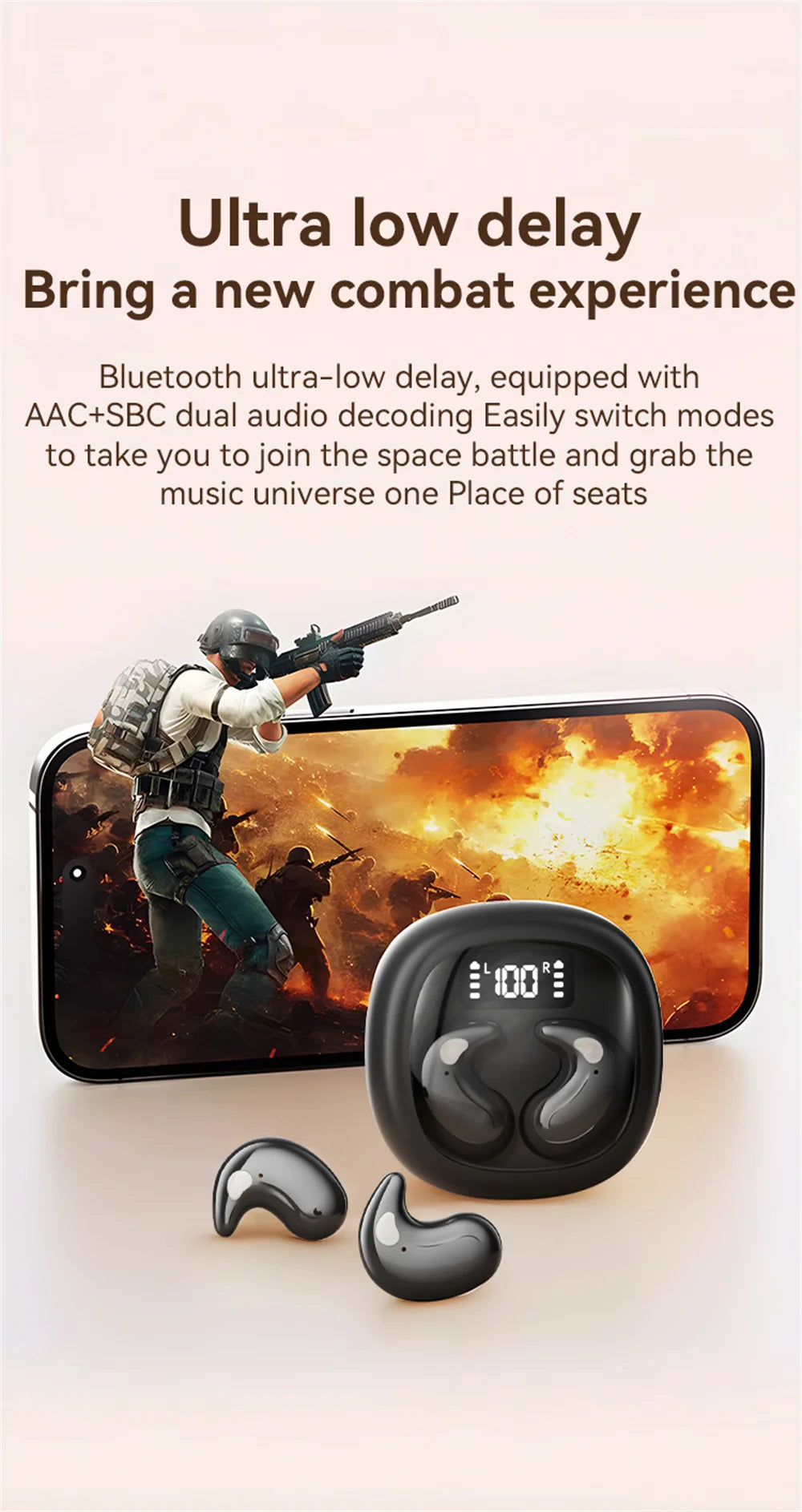 For Phone Sleep Invisible Stereo Headset IPX5 Waterproof Wireless Bluetooth Earphone Earbuds With Mic Bluetooth 5.3 Headphones