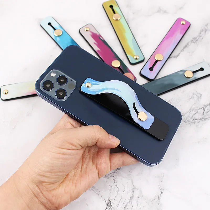 Portable Push-pull Phone Holder Slide Stand Multi-function Ring Buckle Lazy Desktop Sticky Rainbow Phone Silicone Ring Grip