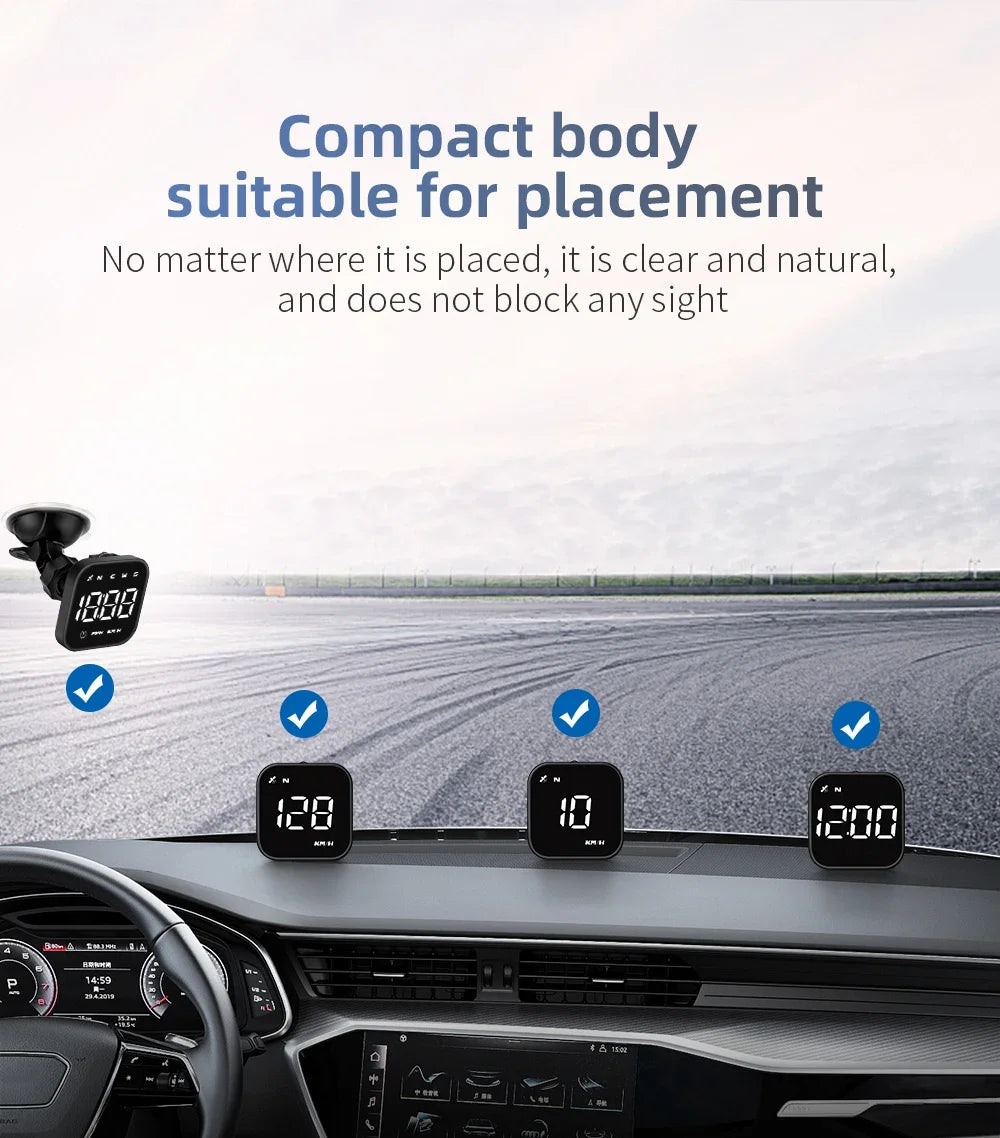 GPS Smart Car Head Up Display G4S HUD Digital Speedometer MPH KMH With Overspeed Alarm Car Time Display White LED Gauge Meter