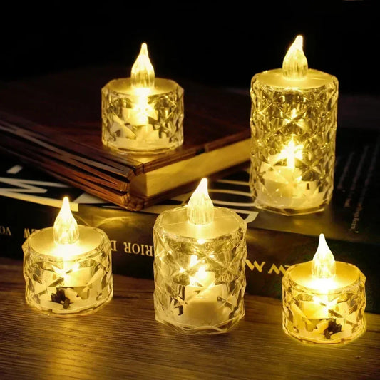 24~1PCS S/M/L LED Crystal Candle Light Flameless LED Candle Electronic Night Lamp Dating Party Christmas Home Wedding Decoration