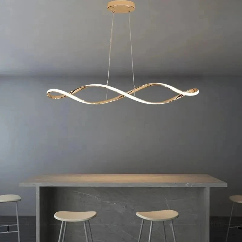 Adjustable Height LED Ceiling Light with Remote Control Modern Kitchen Island Lighting Living Room Illumination
