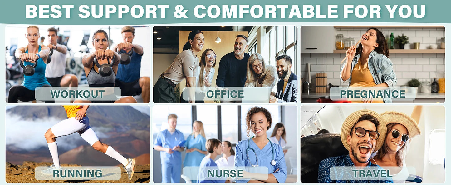 1Pair Compression Stocking for Women Men,20-30mmHg Thigh High Compression Socks - Best Support for Nursing Sports Varicose Veins