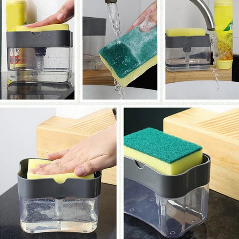 Kitchen Detergent Press Portable Soap Dispenser Pak Clean Cloth Dishwashing Pot Soap Dispenser Cleaning Tool