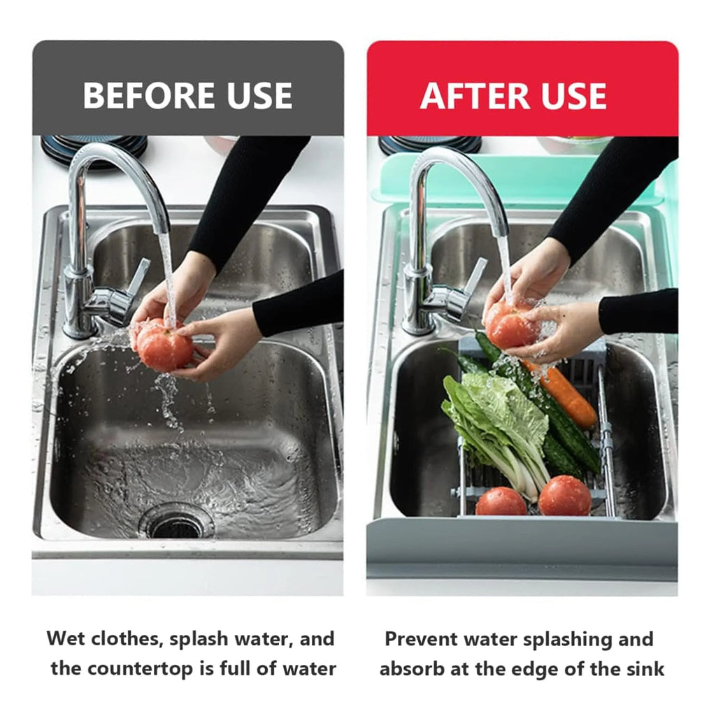 Soft Silicone Kitchen Sink Partition Adhesive Splash Proof Dishwashing And Vegetable Washing Sink Splitter