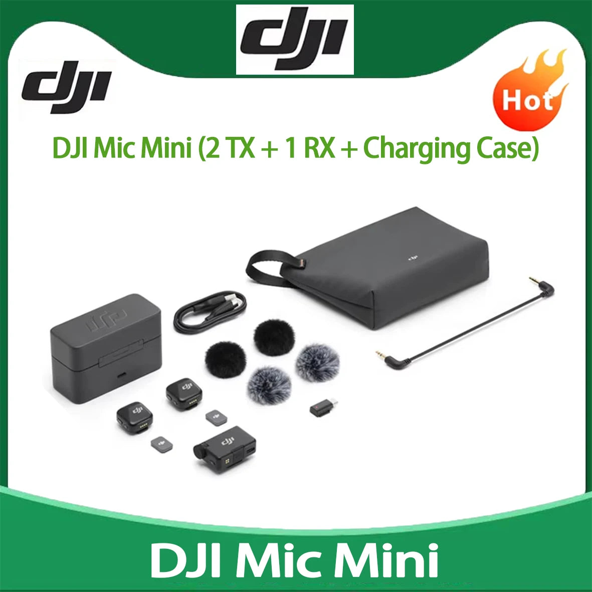 Original DJI Mic Mini (1 TX + 1 RX) Wireless Microphone Ultralight Detail-Rich Audio Noise Cancelling Automatic Limiting