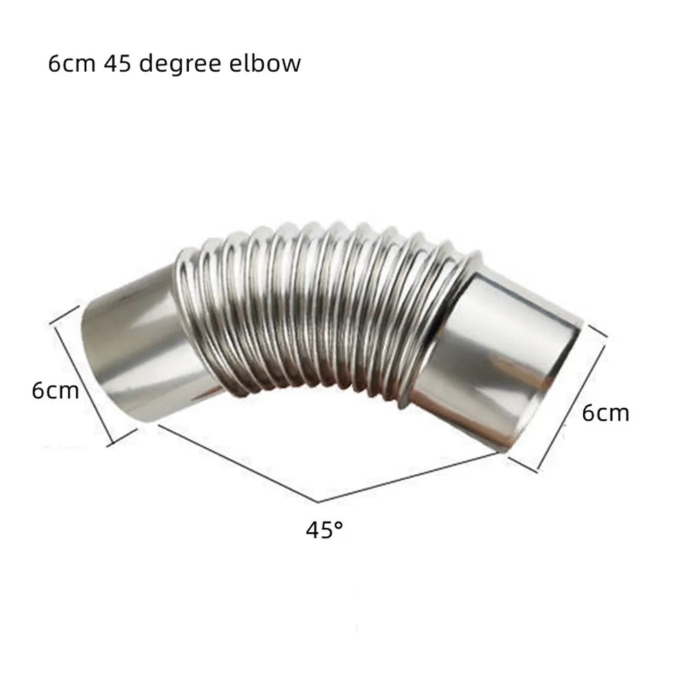 45 Degree Elbow Pipe Chimney Liner Bend Stainless Steel Multi Flue Stove Pipe Gas Water Heater Exhaust Pipe 60/70/80mm