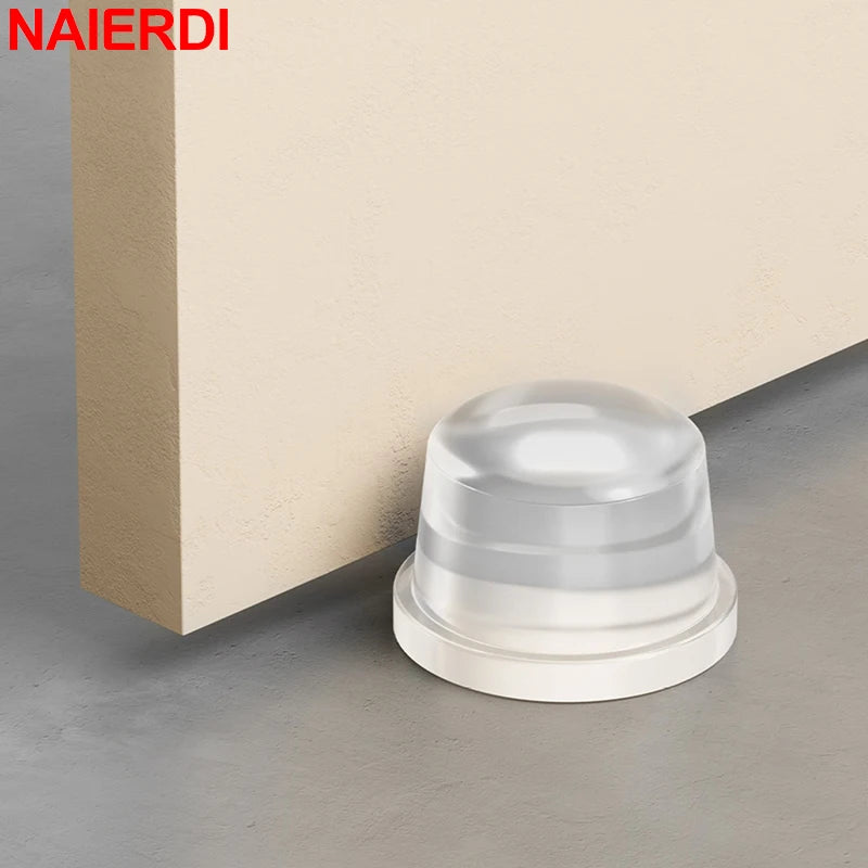 NAIERDI Wall Protector Silicone Door Stopper Self-Adhesive Nail-Free Door Stops Anti-Collision Door Holder Hardware