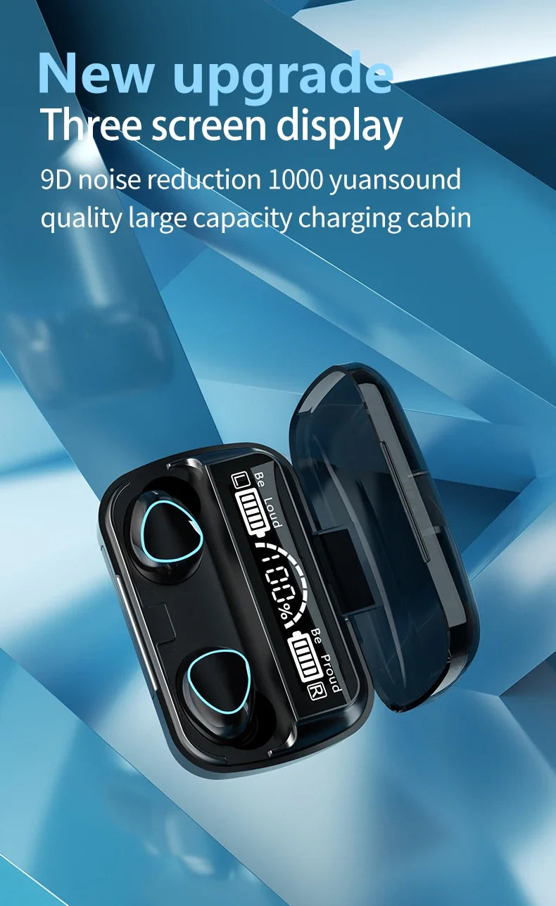 M10 Wireless Earphones 9D Stereo - 3500mAh Charging Box Sports Waterproof TWS Bluetooth Headphones with Microphone