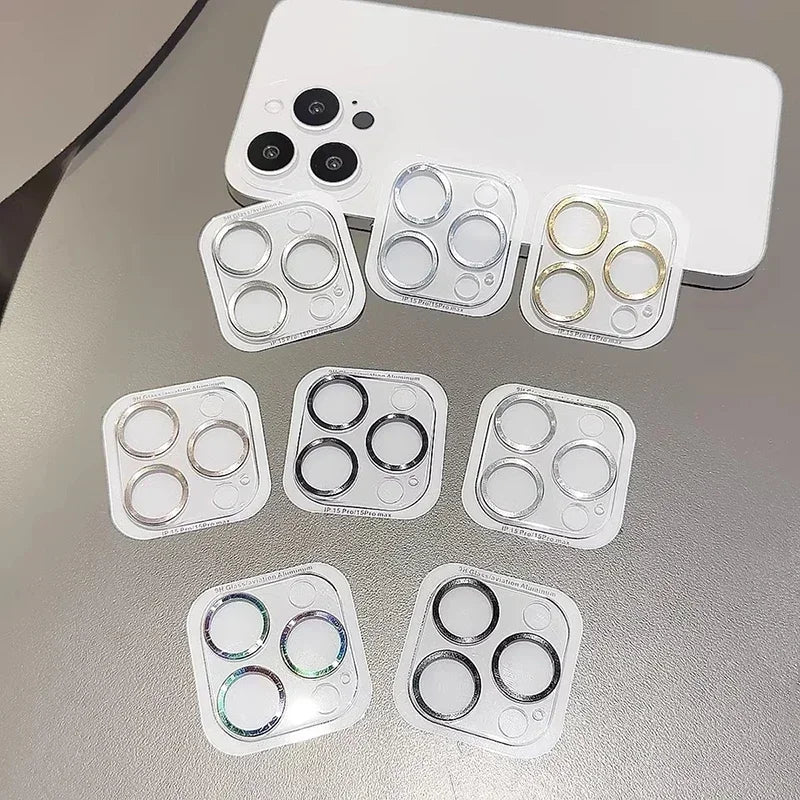 Lens Protection For iPhone 17 16 Pro 15 14 13 12 11 Pro Max Plus Mini Camera Lens Metal Ring Tempered Glass Protector Full Cover