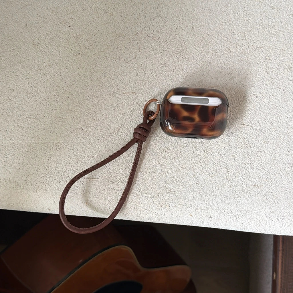 Advanced Stylish Brown Amber Pattern With Lanyard Earphone Case Cover for AirPods 1 or 2 3 4 Pro 2 Pro 3