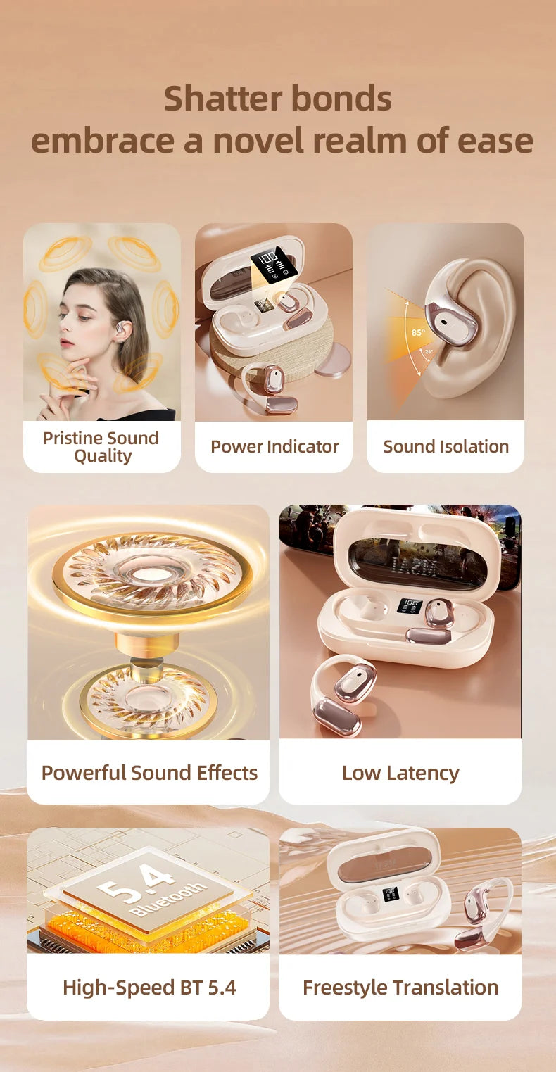 MSAI 138 Languages Wireless Translator Earbuds Multilingual Translate Bluetooth AI Headphones Tow Way Real Time Translation