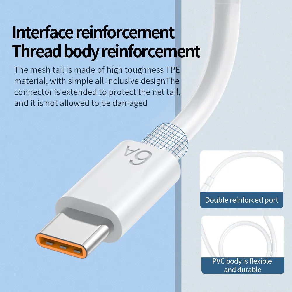 NNBILI 3PCS 100W 6A Super Fast Charger Cable Fast USB Type C Charging Data Cord Quick Charger Cable USB C charger fast charging