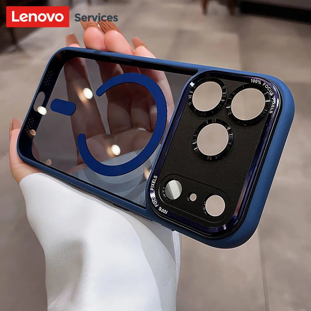 Lenovo Brand for Magsafe Transparent Phone Cases For iPhone 17 Pro Max 15 16 Pro Max Magnetic Shockproof Cover