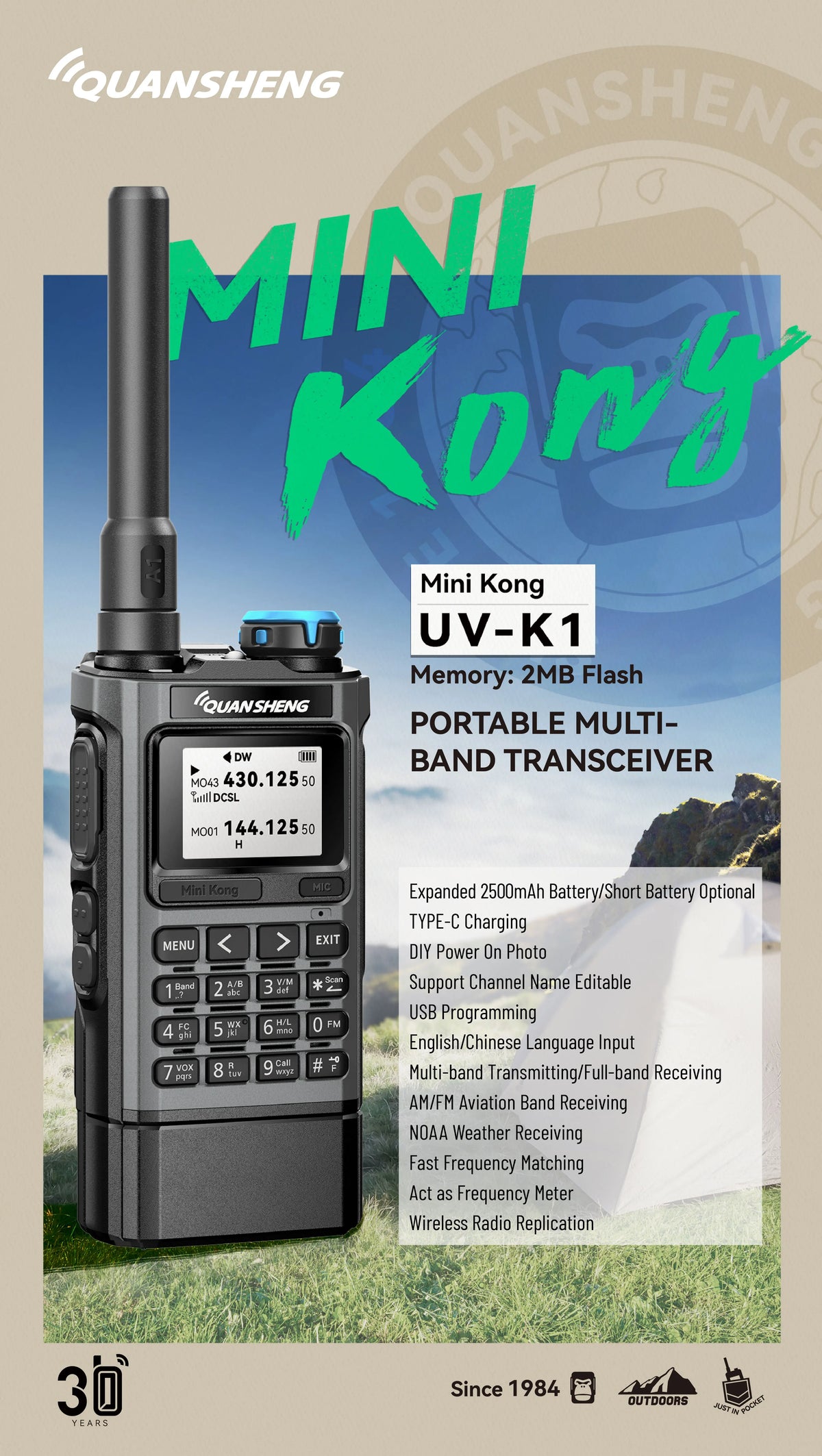 Quansheng UV-K1 L Mini Walkie Talkie Multi Band  Transceiver Wireless Copy Frequency AM FM NOAA Upgrade UV-K5 (8) UV-K6