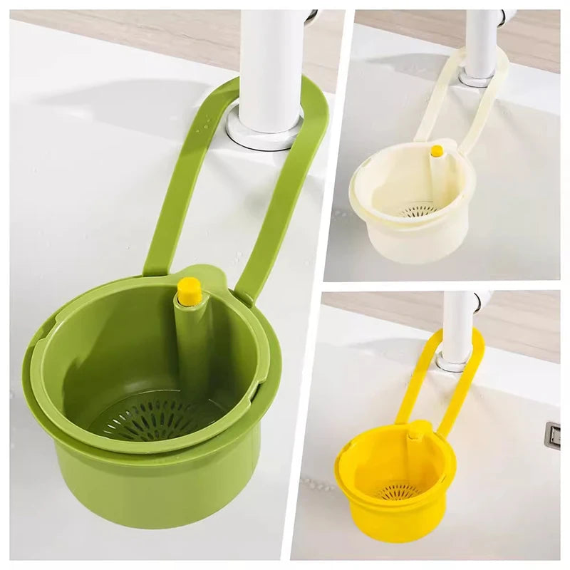 Hanging Drain Basket - Foldable Kitchen Sink Strainer, Multi-Color Over-the-Sink Drain Colander, Space-Saving Vegetable/Fruit Dr