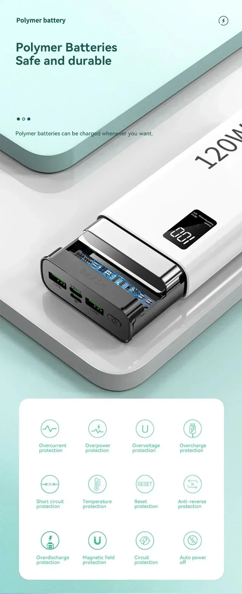 Xiaomi 50000mAh 120w Super Fast Charging External Battery Ultra Capacity PowerBank Portable LED Digital Display For IPhone