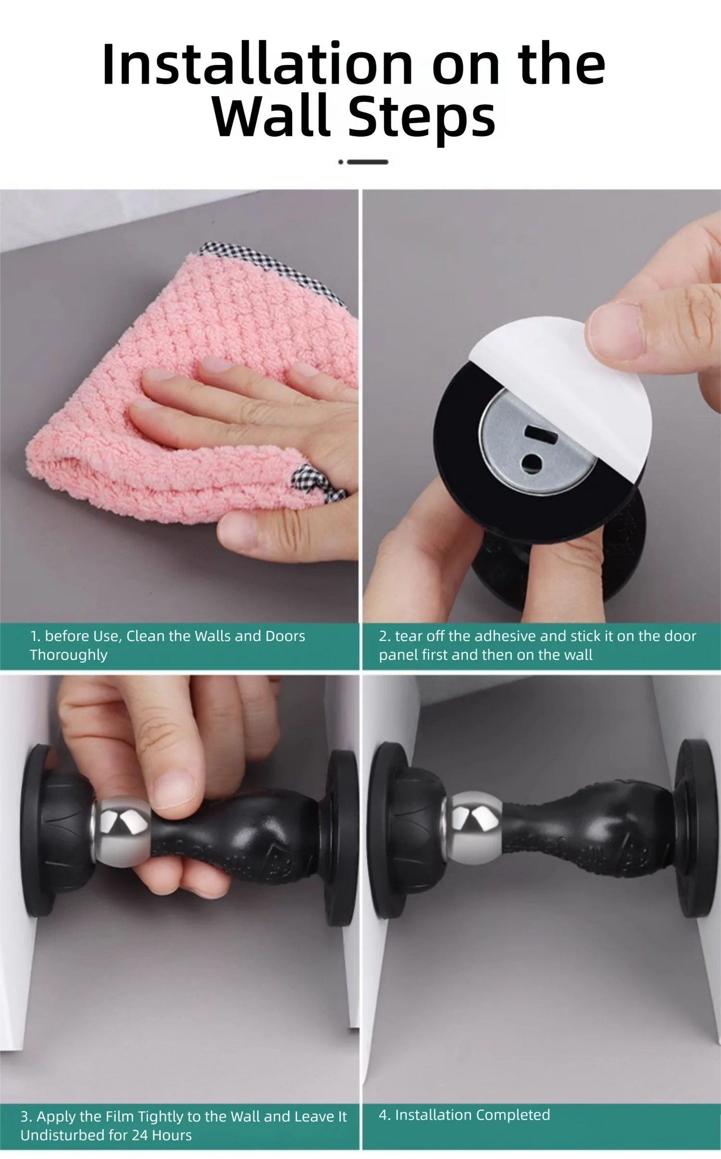 New Drill-Free Door Stopper with Silicone Anti-Collision Pad, Door Holder for Fixing Door Behind and Preventing Collision