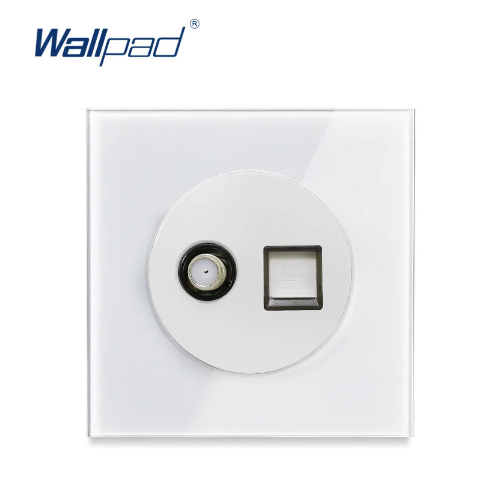 EU Korea Russian Wall Socket White Tempered Glass Frame RJ45 CAT6 TV Outlet Single Double Triple 86x86mm Box Requried Wallpad