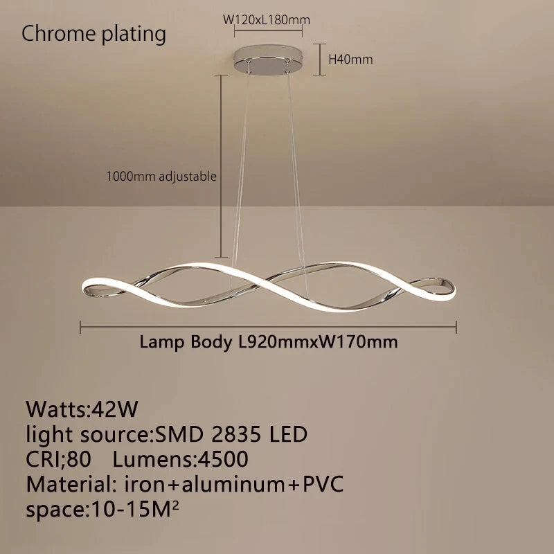Adjustable Height LED Ceiling Light with Remote Control Modern Kitchen Island Lighting Living Room Illumination