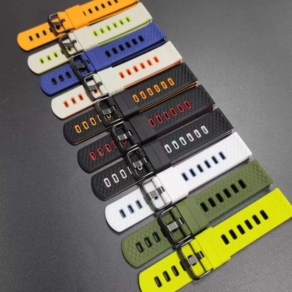 22mm Two-Tone Silicone Band Quick Release Strap For Garmin Forerunner 570 47MM 265 255 Music/Venu 4 3 2 45MM Sport Bracelet Belt