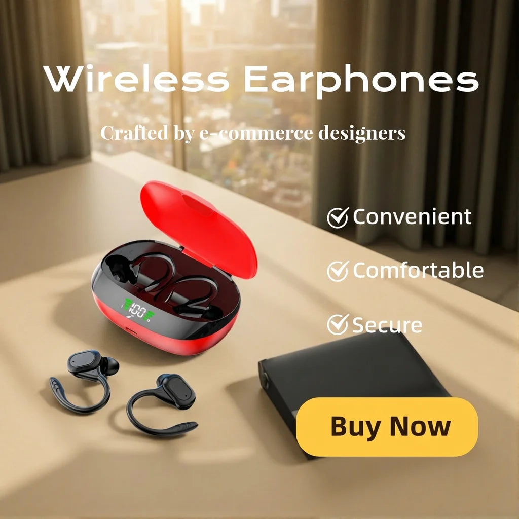 Earhook Bluetooth Headphones Wireless Over-Ear Headset with Microphone for Sports Running Earbuds with Volume Control Earphones