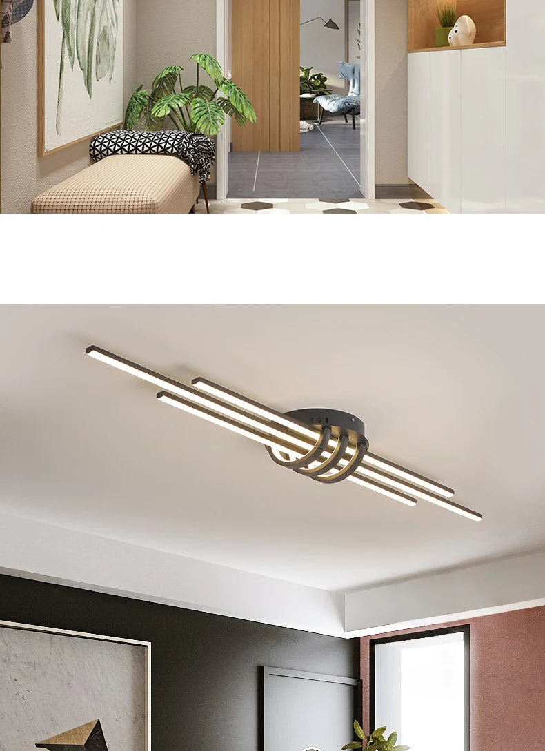 FANPINFANDO Modern Led Ceiling Lights For Living Room Bedroom Matte Black/White Aluminum Kitchen Led Ceiling Lamps Fixtures