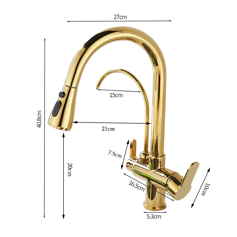 Touch Sensor Filter Kitchen Faucet With Pure Water Pull Out Mixer Tap Rotate Hot Cold Water Crane Mode Deck Mounted Mixer Tap