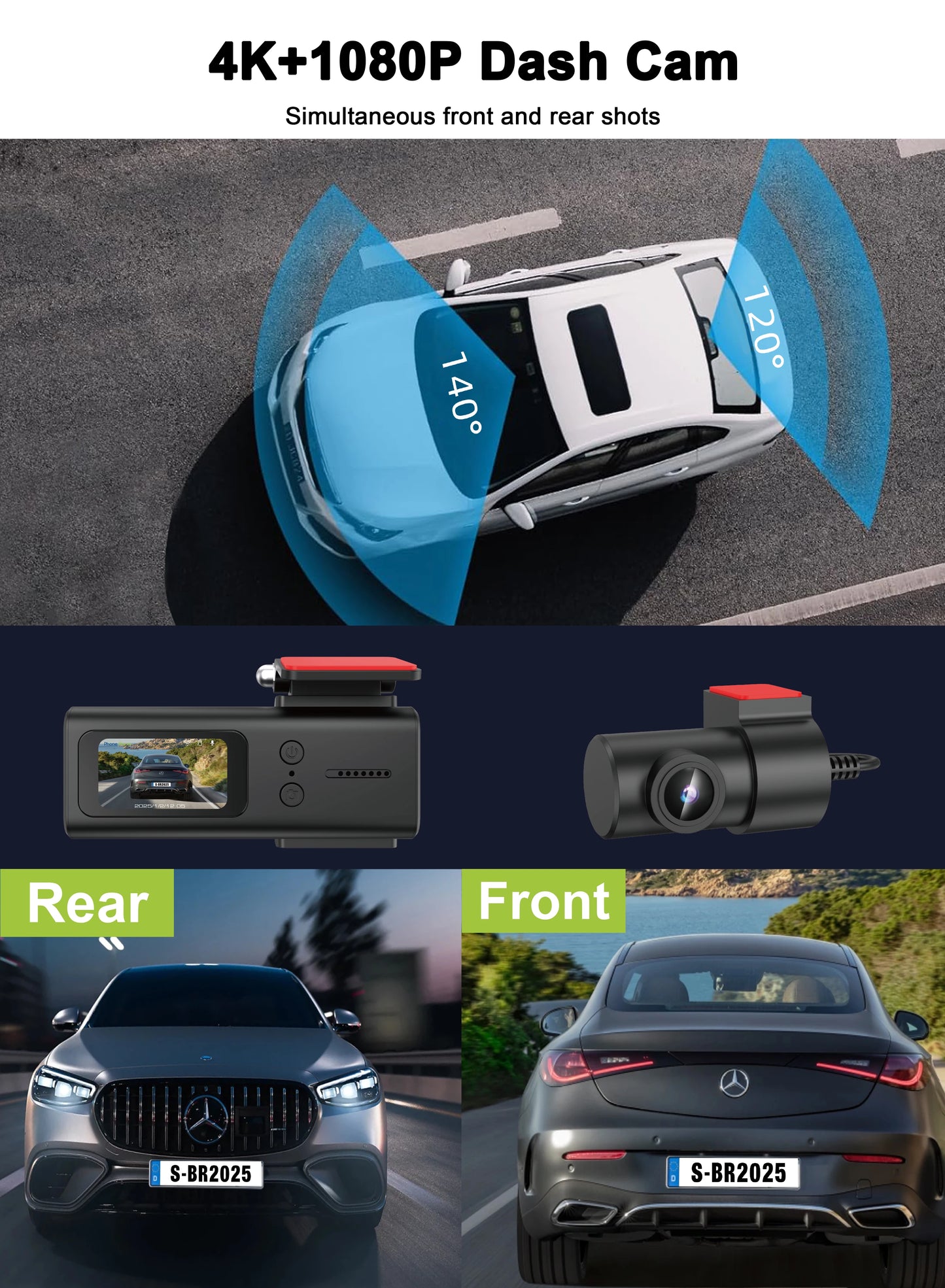 The New Style Dash Cam 4K UHD Recording Car Camera DVR Night Vision Video Recorder WDR G sensor Night Vision Hidden Dashcam