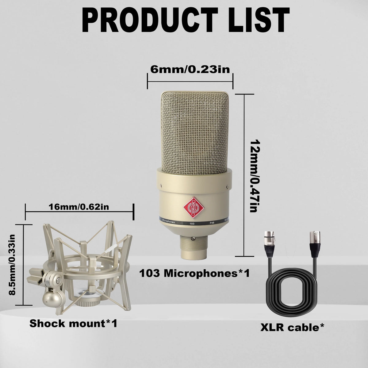 AMX 103 XLR Condenser Microphone 48V Phantom Power Mic for Audio Interface Mixer Studio Recording Podcast Streaming Voice Over