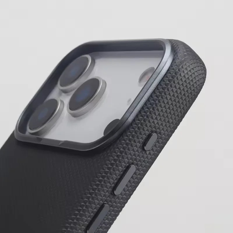 Luxury Business Hit Color Relief Leather Case for IPhone 17 Pro Max 16 15 14 13 for MagSafe Magnetic Shockproof Alloy Lens Cover