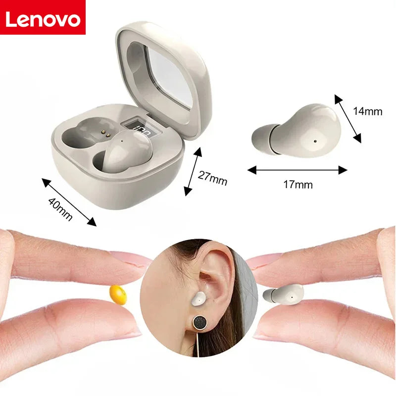 Lenovo Mini Wireless Bluetooth Earphones, Compact Sleep Earbuds, Invisible Earphones for Work and Sports, High-Definition HiFi