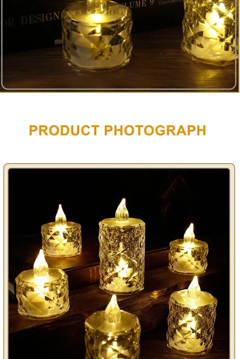 24~1PCS S/M/L LED Crystal Candle Light Flameless LED Candle Electronic Night Lamp Dating Party Christmas Home Wedding Decoration