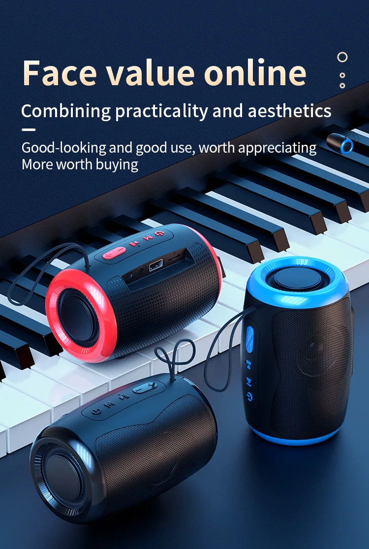 TSN-1 Portable Speaker Wireless Bluetooth Speakers with 5.3 Stereo FM/SD/USB Disk/Aux Modes Waterproof for Outdoor Hifi Sound