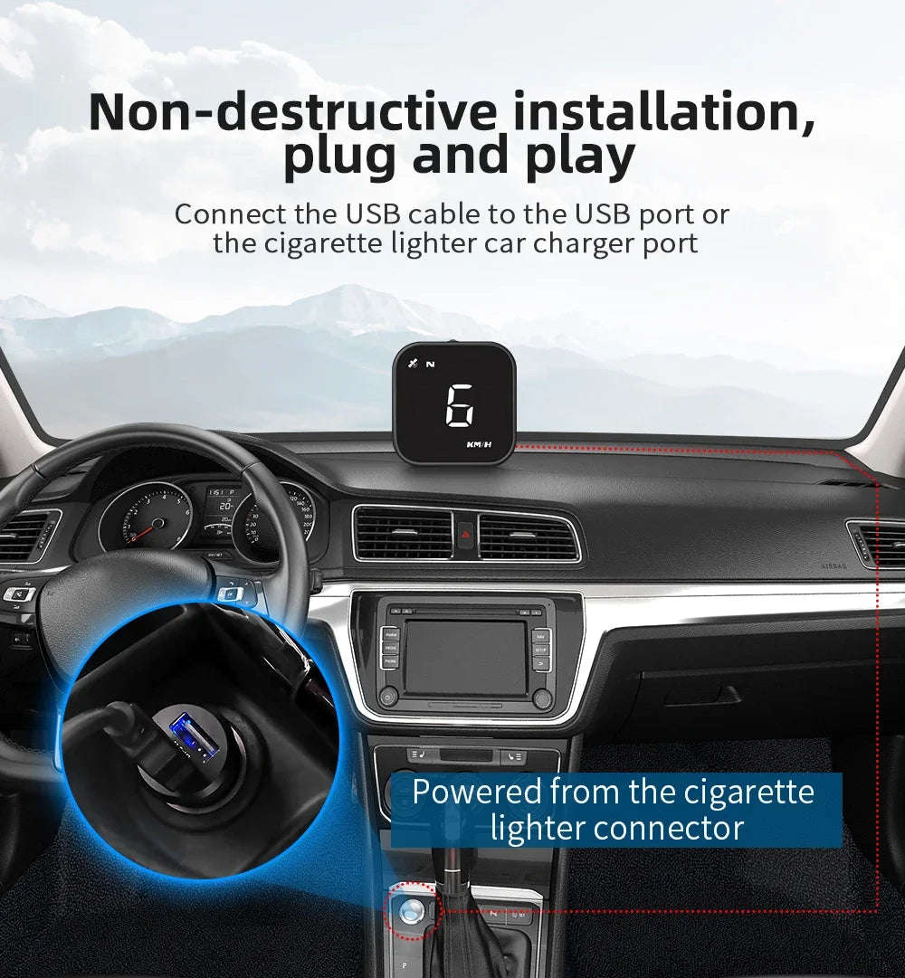 GPS Smart Car Head Up Display G4S HUD Digital Speedometer MPH KMH With Overspeed Alarm Car Time Display White LED Gauge Meter