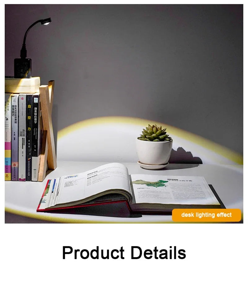 USB Sunset Projection Lamp Rainbow Atmosphere Night Light Sunset Light for Photography Selfie Coffee Store Live Wall Decoration