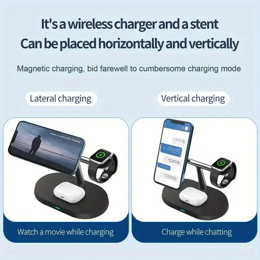 NEW Magnetic Wireless Charger Stand For iPhone 16 15 14 13 12 Pro iWatch 9 8 Airprods 3 In 1  Fast Charging Station