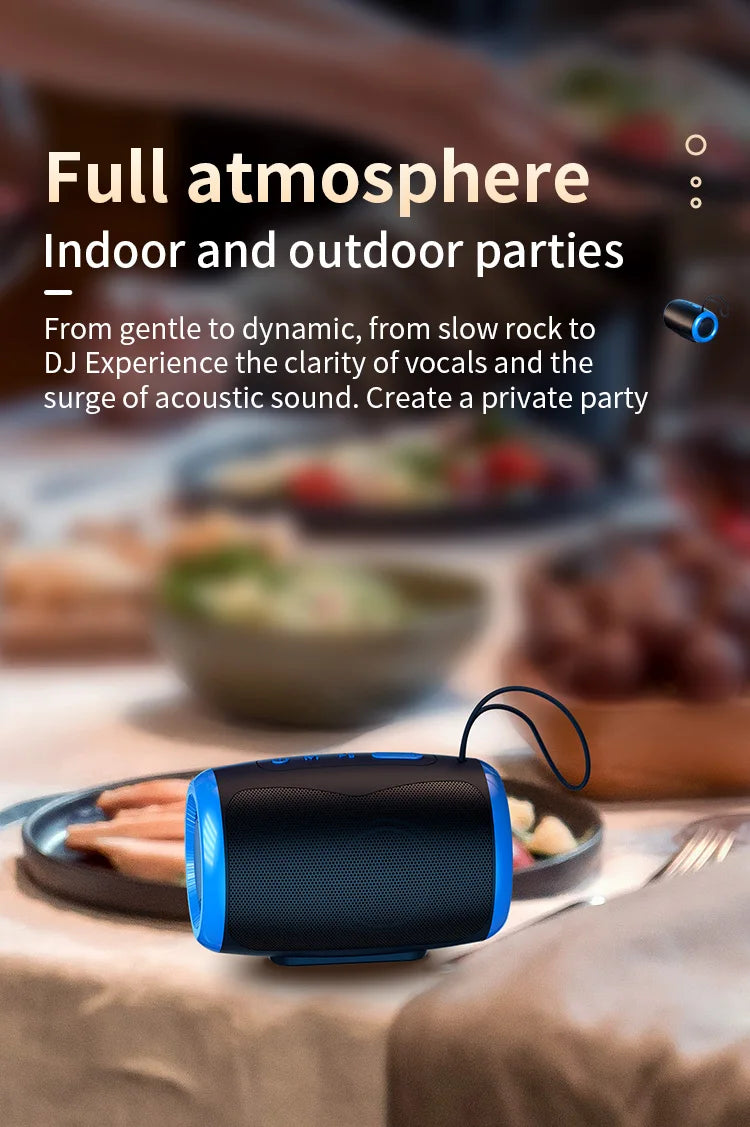 TSN-1 Portable Speaker Wireless Bluetooth Speakers with 5.3 Stereo FM/SD/USB Disk/Aux Modes Waterproof for Outdoor Hifi Sound