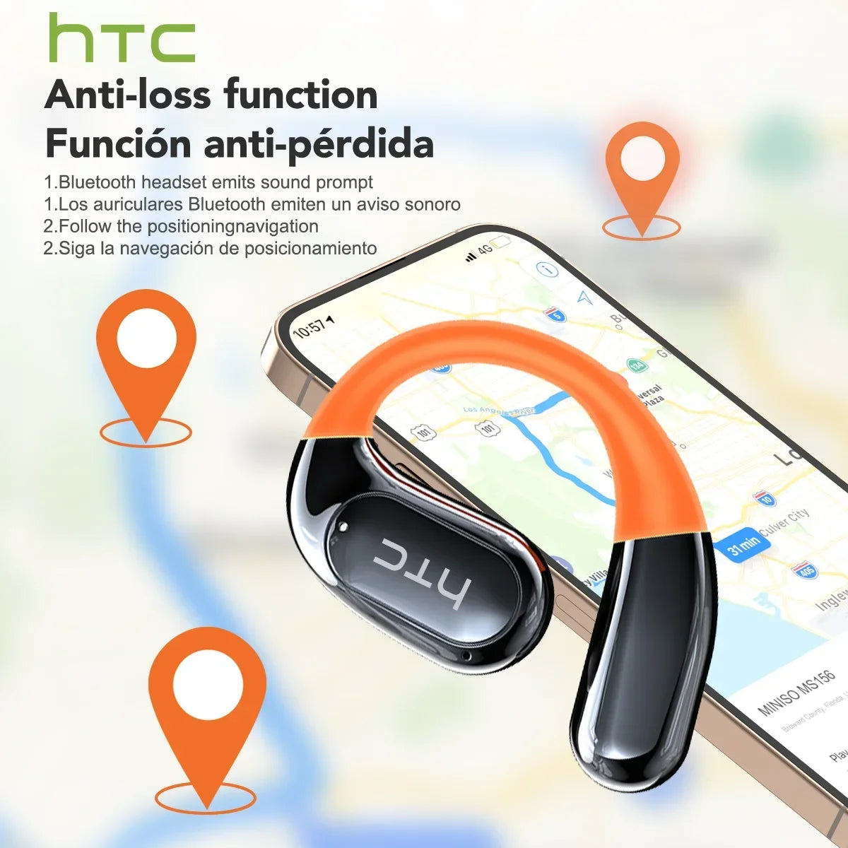 HTC NE27 Bluetooth Earphone AI Translation Earbuds OWS Sport Headphone Touch Screen Ultra Long Battery Life Wireless Headphone