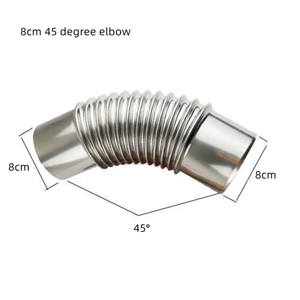 45 Degree Elbow Pipe Chimney Liner Bend Stainless Steel Multi Flue Stove Pipe Gas Water Heater Exhaust Pipe 60/70/80mm
