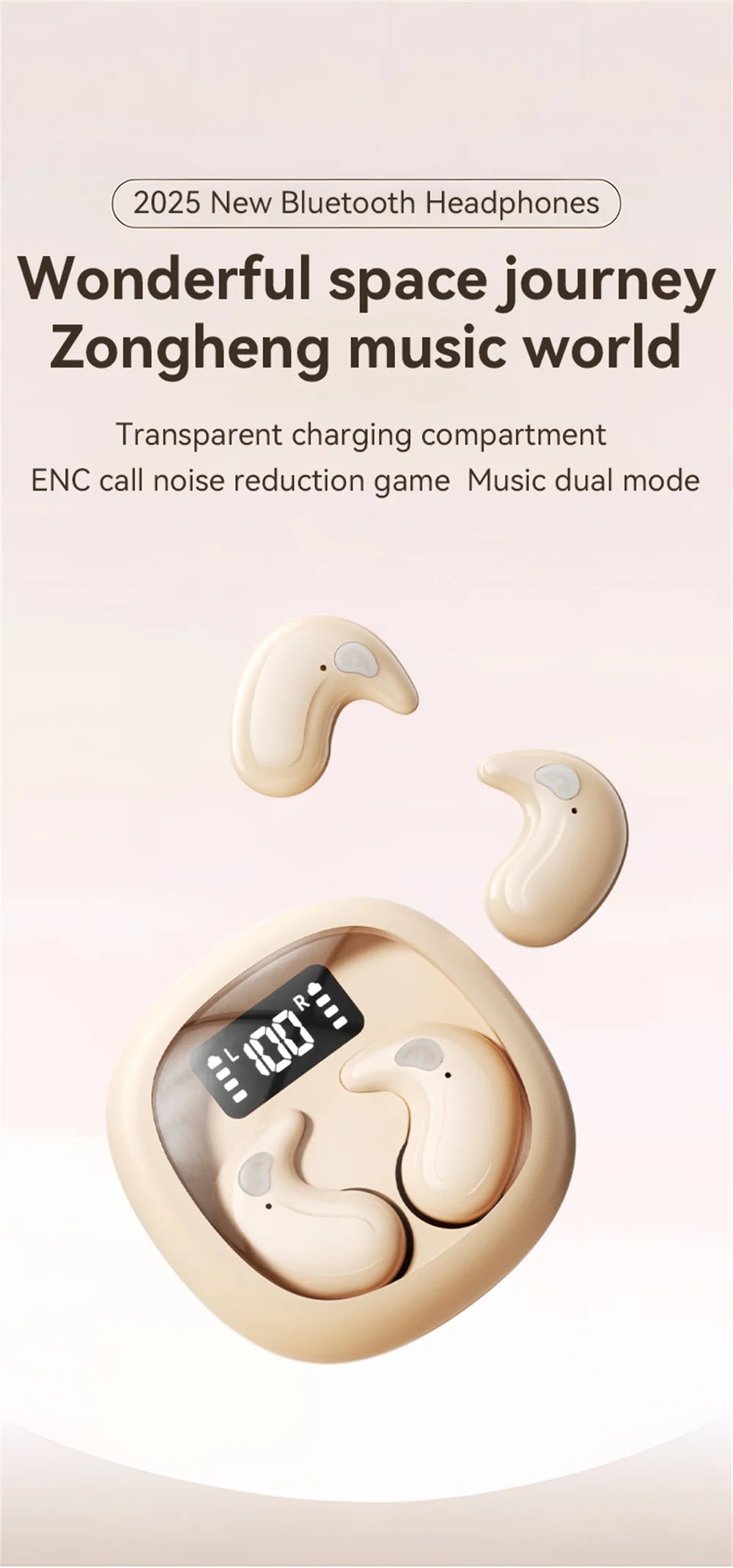 For Phone Sleep Invisible Stereo Headset IPX5 Waterproof Wireless Bluetooth Earphone Earbuds With Mic Bluetooth 5.3 Headphones