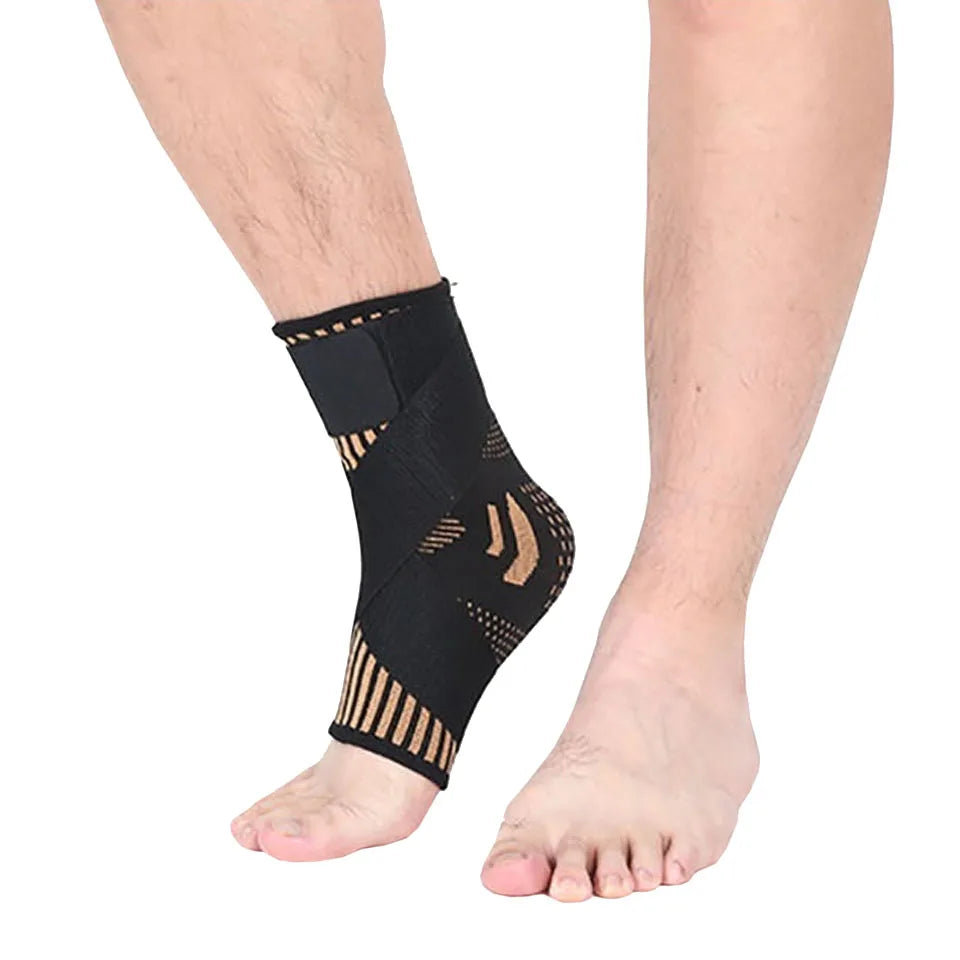 GOBYGO 1Pcs Copper Ion Ankle Brace Fitness Cycling Running Copper Fiber Ankle Brace Adjustable Ankle Brace Compression Strap