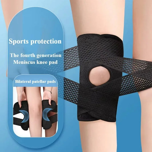 1PCS for Men&Women Elastic Sports Kneepad Four Generations Joint Support Pressure Knee Pads Fitness Brace Protector Black
