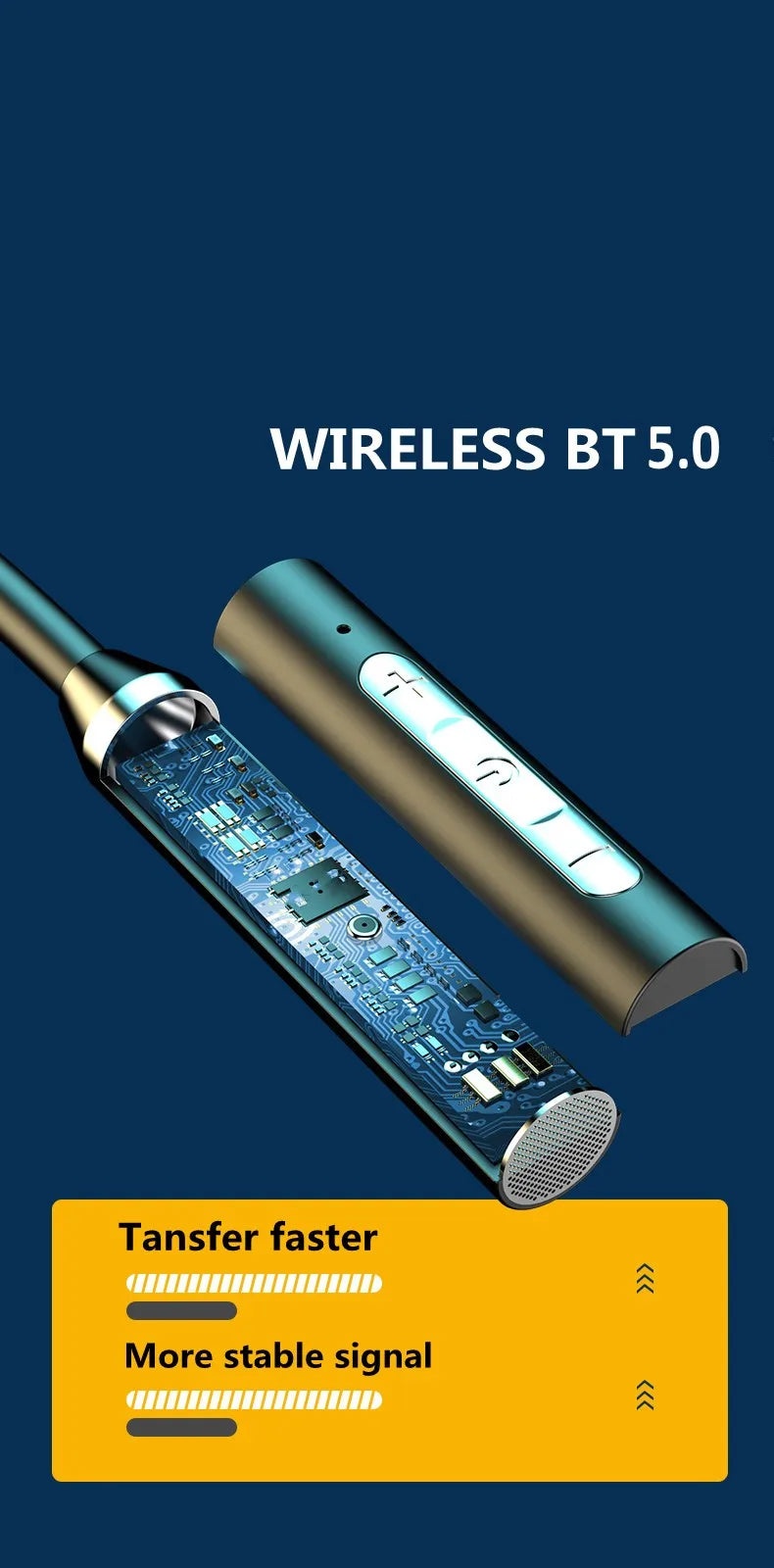 Wireless Bluetooth Earphones Bluetooth 5.0 TWS Neckband Sports Running Headset IPX7 Waterproof Earbuds Noise Reduction Headphone