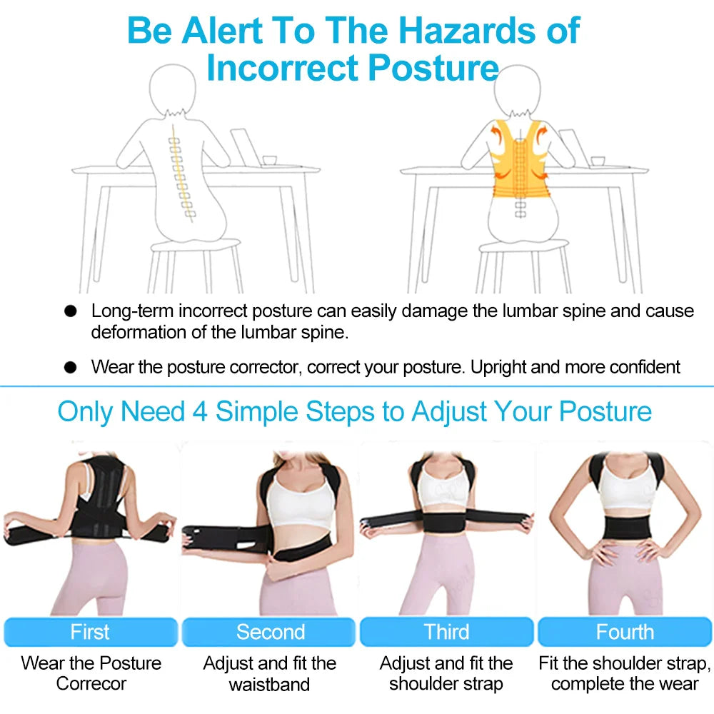 Adjustable Back Shoulder Posture Corrector Belt Clavicle Spine Support Reshape Your Body Upper and Lower Back Pain Relief Brace