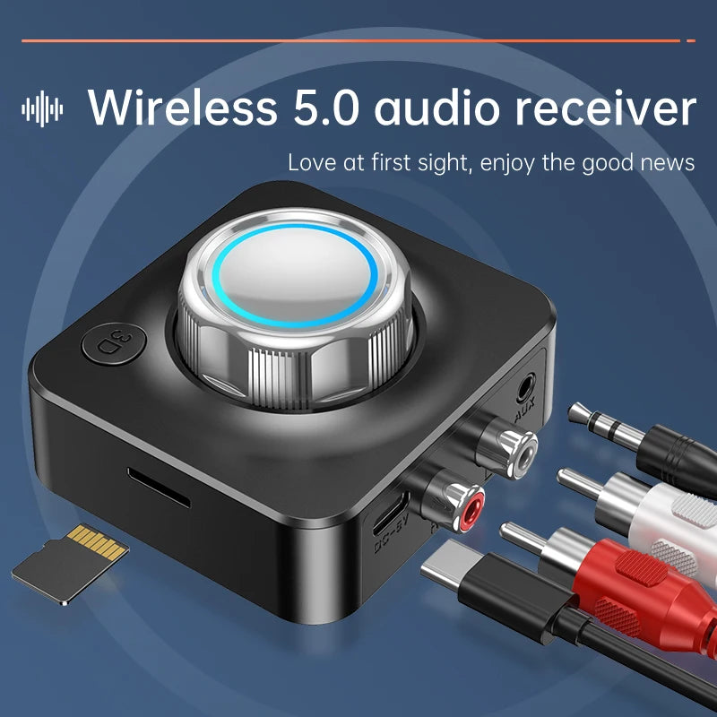 Bluetooth 5.0 Audio Receiver 3D Stereo Music Wireless Adapter TF Card RCA 3.5mm 3.5 AUX Jack For Car Speaker Amplifier Headphone