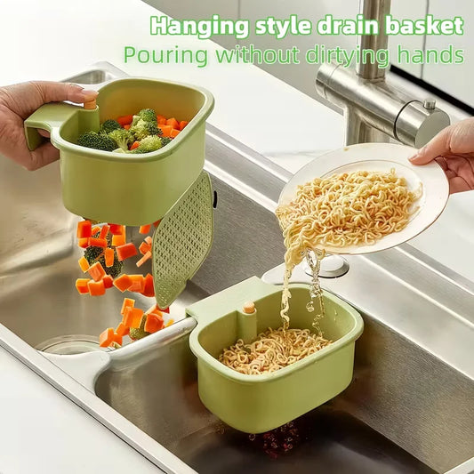 Multi-Purpose Sink Drain Basket: Self-Cleaning, Removable Filter for Clog Prevention, Non-Slip Basin Rack
