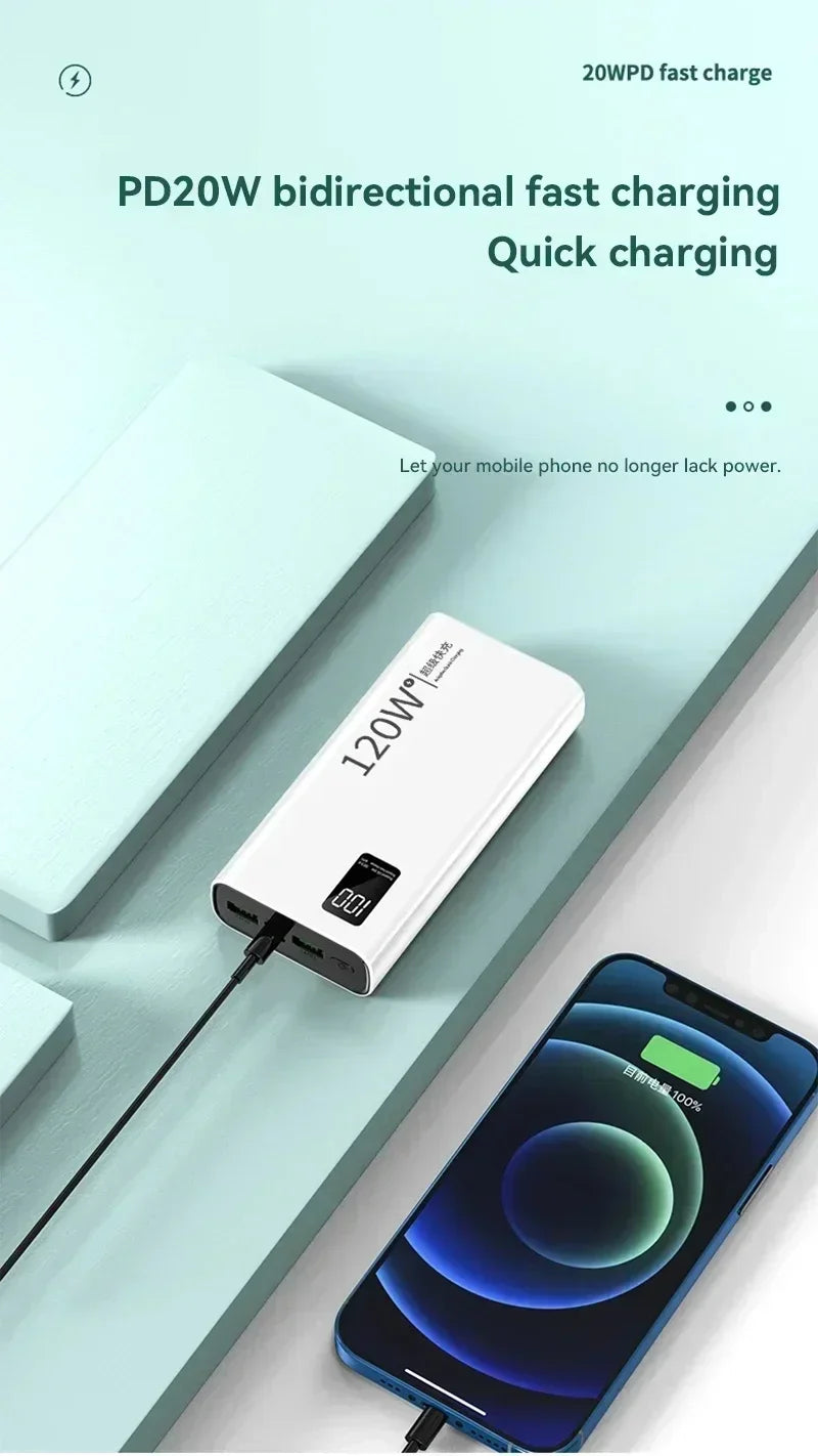 Xiaomi 50000mAh 120w Super Fast Charging External Battery Ultra Capacity PowerBank Portable LED Digital Display For IPhone