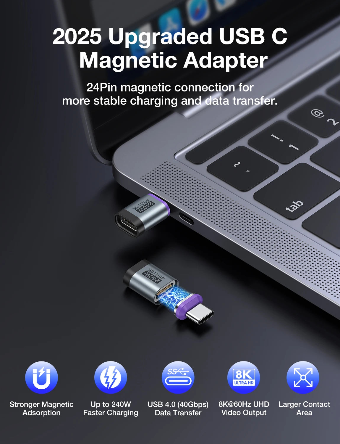 AUFU 5/10/20PCS 240W Magnetic Type C Adapter Fast Charging USB4 Connector 40Gbps 8K60Hz for Thunderbolt 4 3 iPhone 17 16 Macbook