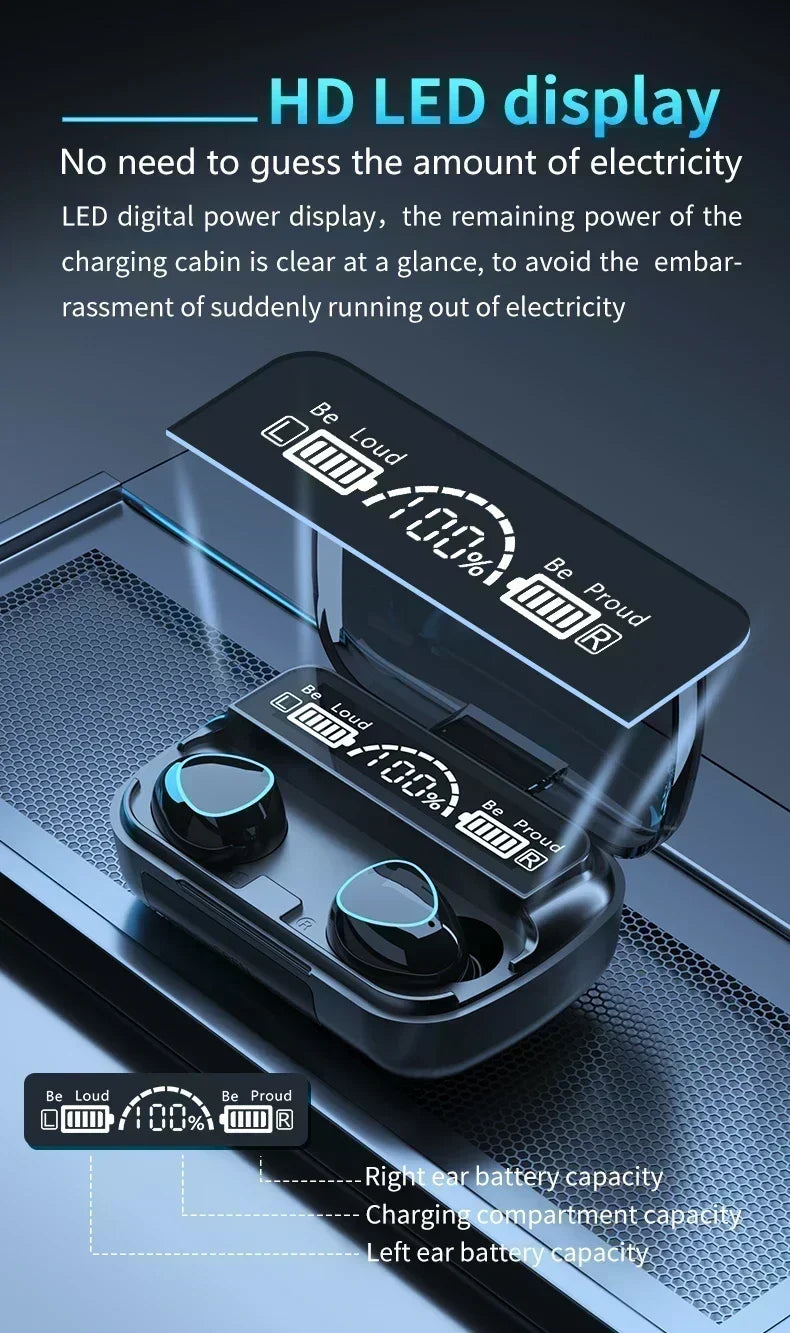 Original M10 Wireless Bluetooth Earpods - All-in-One Sports Headphones with Noise Canceling, Stereo Sound & Built-in Microphone