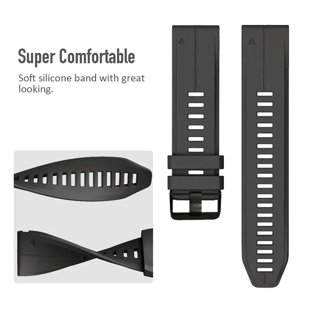 Sport Silicone Strap for Garmin Descent G2 G1 Mk3i Mk2 Mk1/Fenix 8 Pro E 7 7X 6 6X 5 5X/Epix Soft Bracelet 22/26mm Quickfit Band